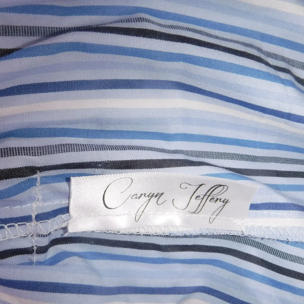 Caryn Jeffery Blue Striped Paperbag Waist Shorts High Rise Tie‎ Belt Womens
